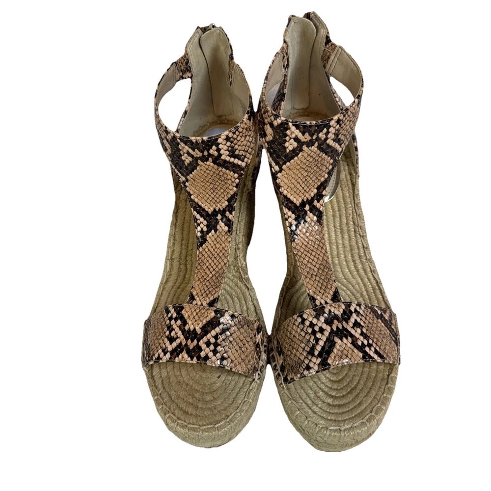 KENNETH COLE Olivia T Strap Sandals Wedge Snakeskin Vegan‎ Espadrille 9 - Picture 5 of 10